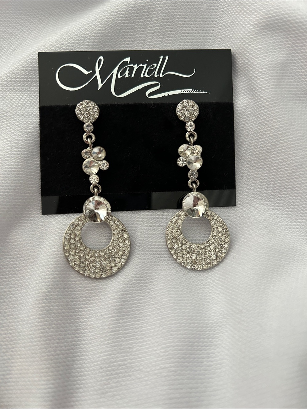 Silver Crystal Drop Earrings - Sparkling Dangle Circles